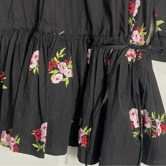 ASOS DESIGN Cotton Embroidered V-neck Smock Drop Waist Dress - Picture 10 of 14